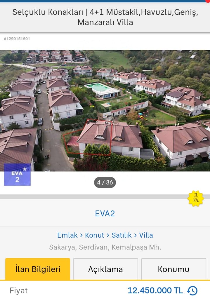 Selçuklu Konakları | 4+1 Müstakil,Havuzlu,Geniş, Manzaralı Villa