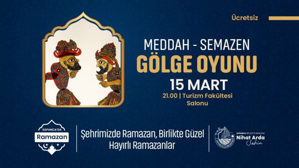 Meddah, Semazen ve Gölge Oyunu programı, 15 Mart Pazar günü saat 21.00’de