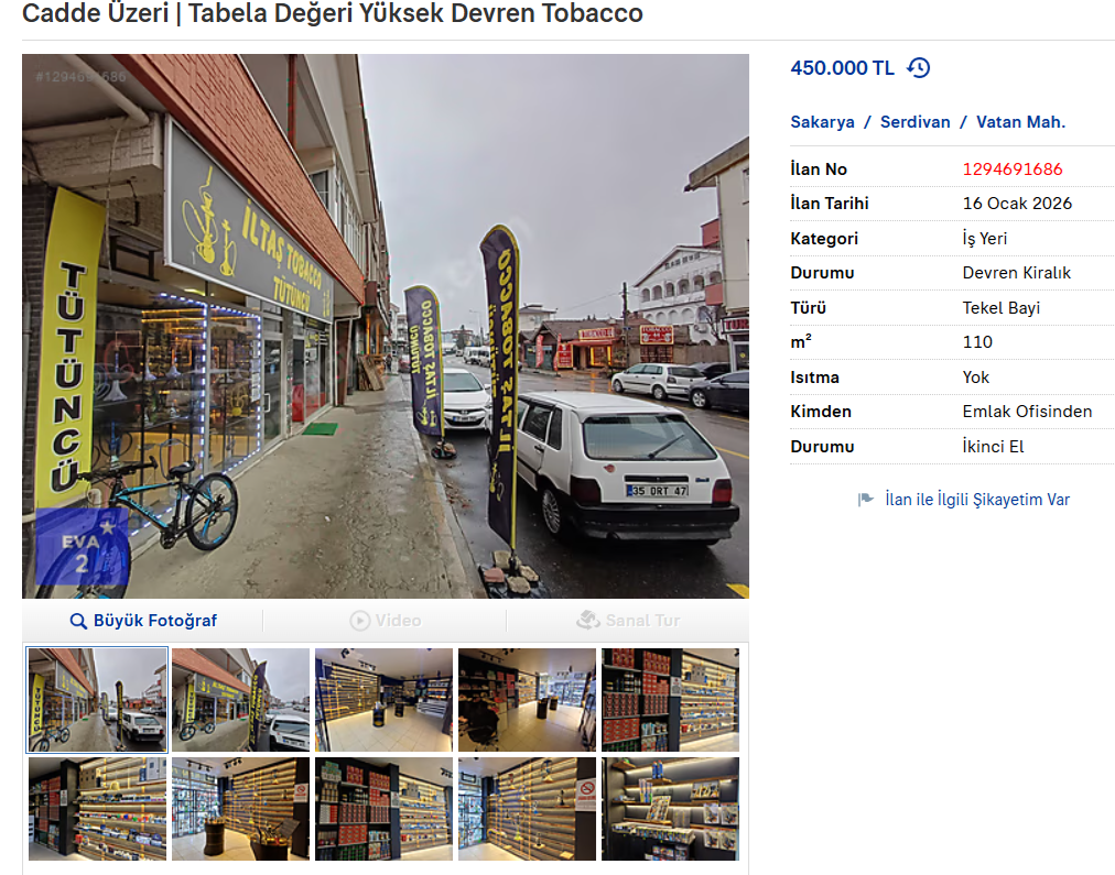 Cadde Üzeri | Tabela Değeri Yüksek Devren Tobacco/ Devren Satılık
